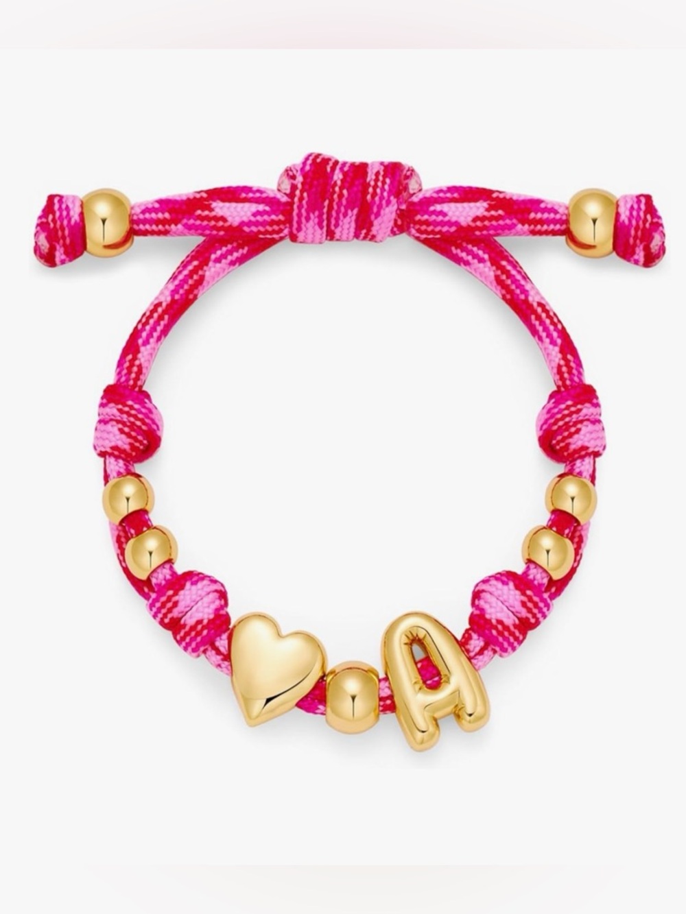 NEW 14K Gold-Plated Knotty Bubble Letter Initial Heart Bracelet